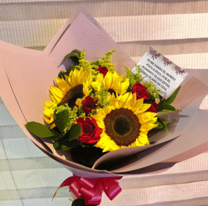 Bouquet girasoles y rosas en papel coreano R16