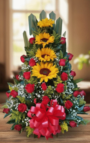 Arreglo de rosas y girasoles R51